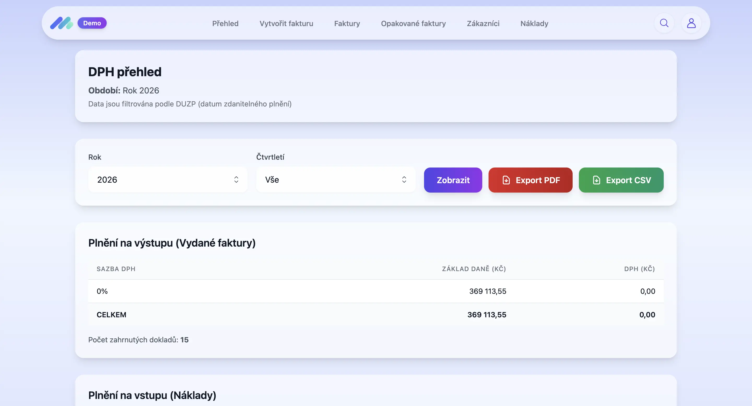DPH přehled pro plátce DPH