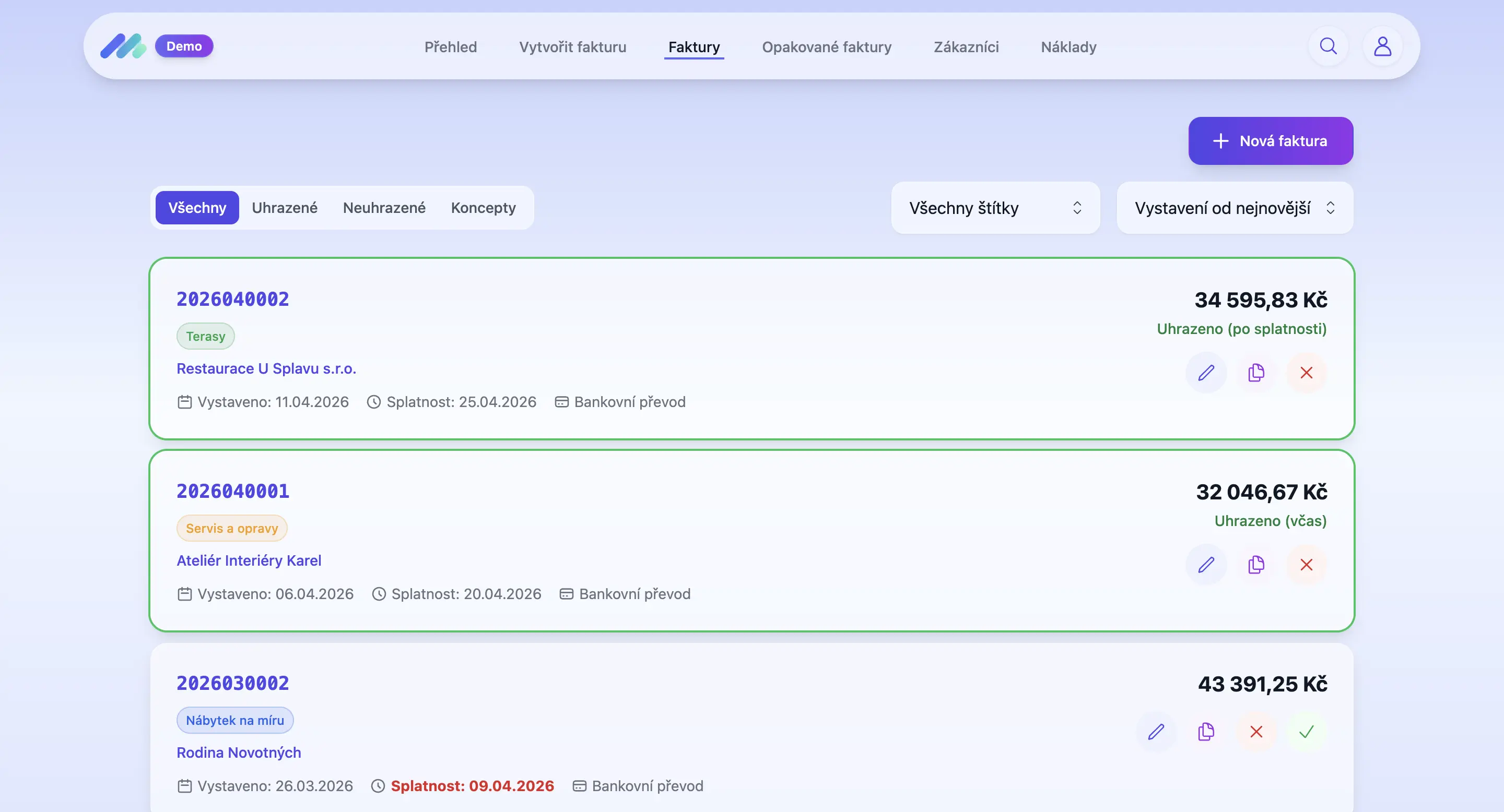 Tvoř faktury a měj přehled o klientech