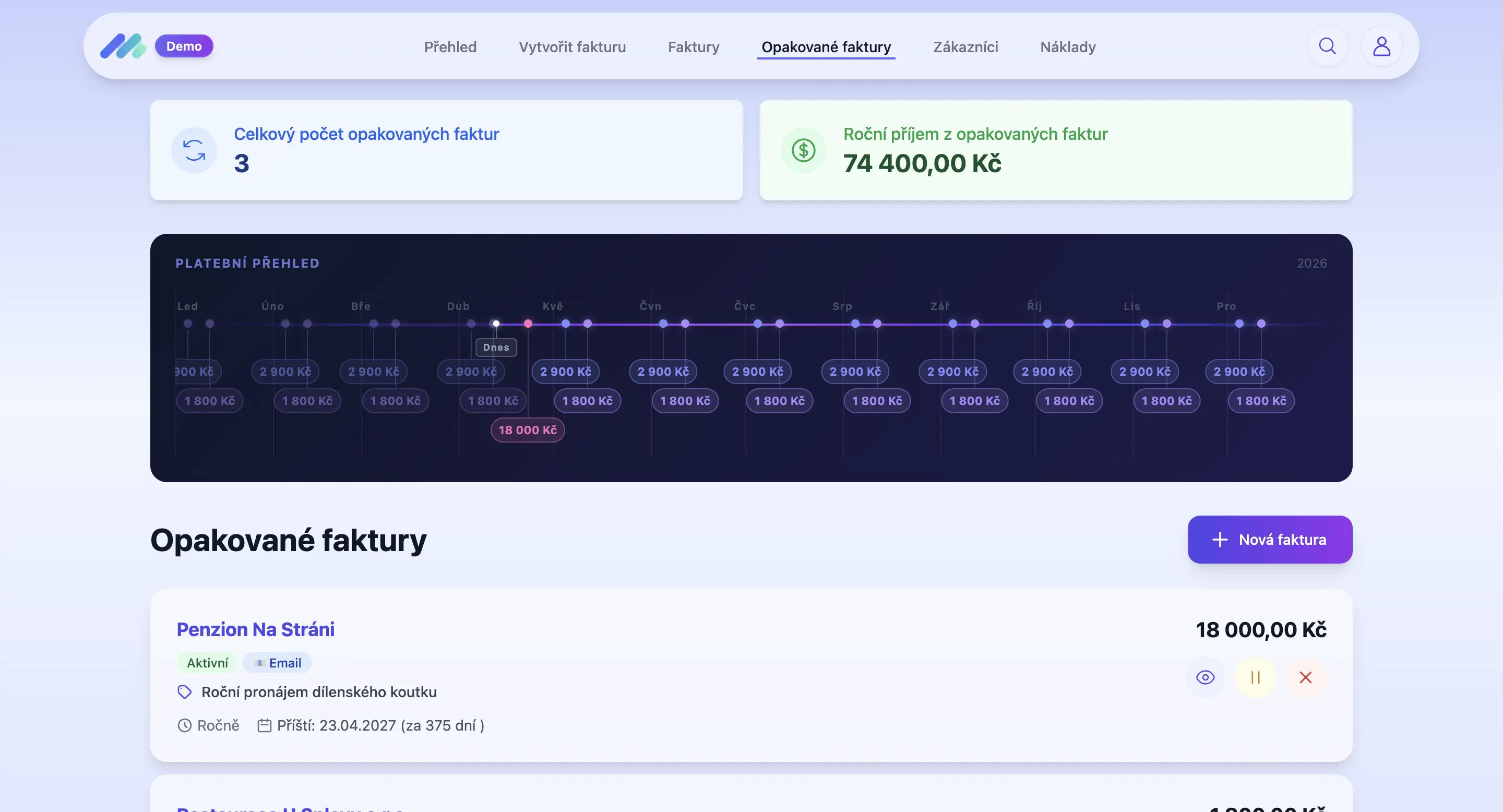 Automatické opakované faktury